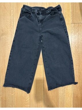 Cider Black High Waist Solid Zipper Wide Leg Jeans Size XL